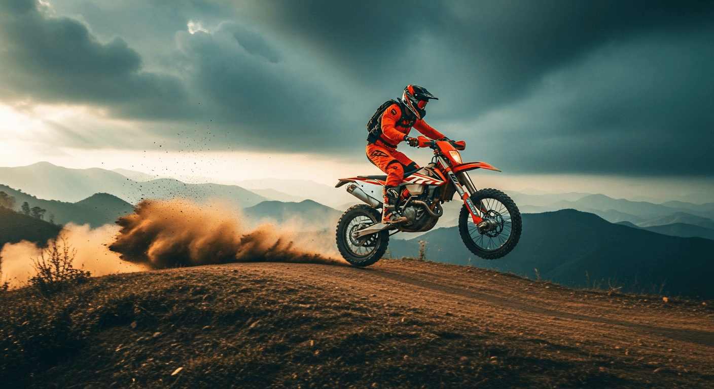 Enduro rider on trail